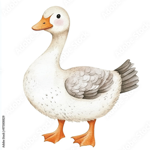 cute Goose watercolor clipart illustration isolated