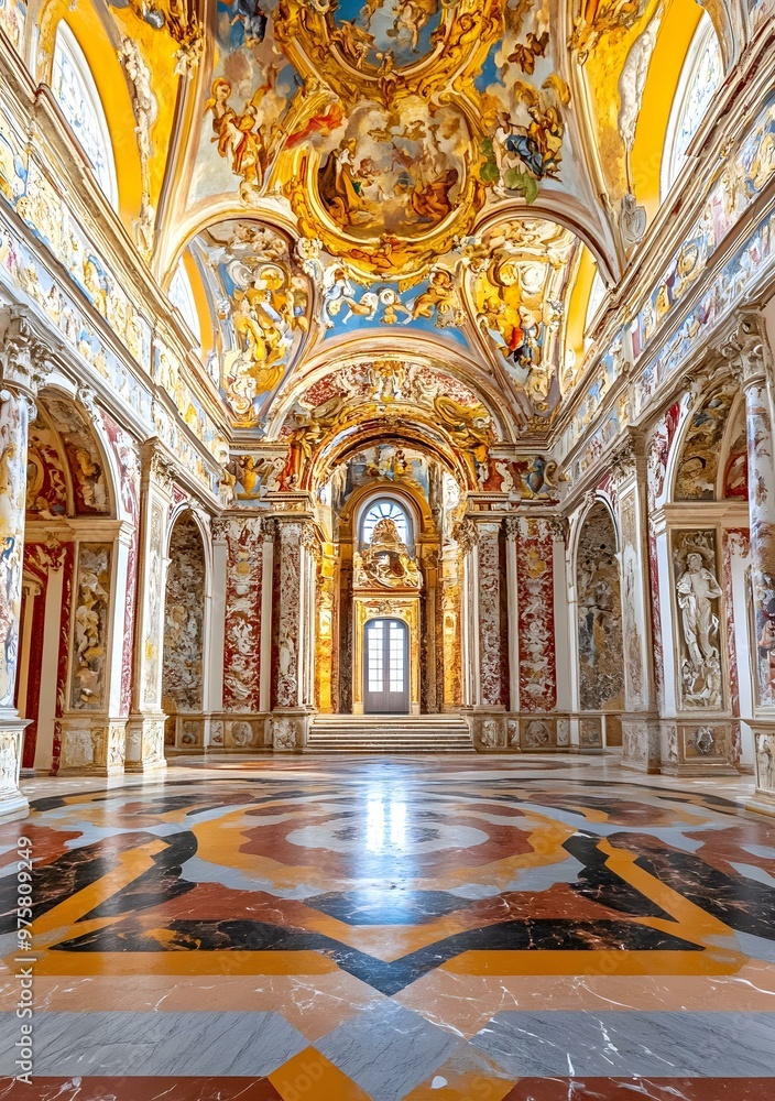Obraz premium Ornate Ceiling and Floor of a Historic Building