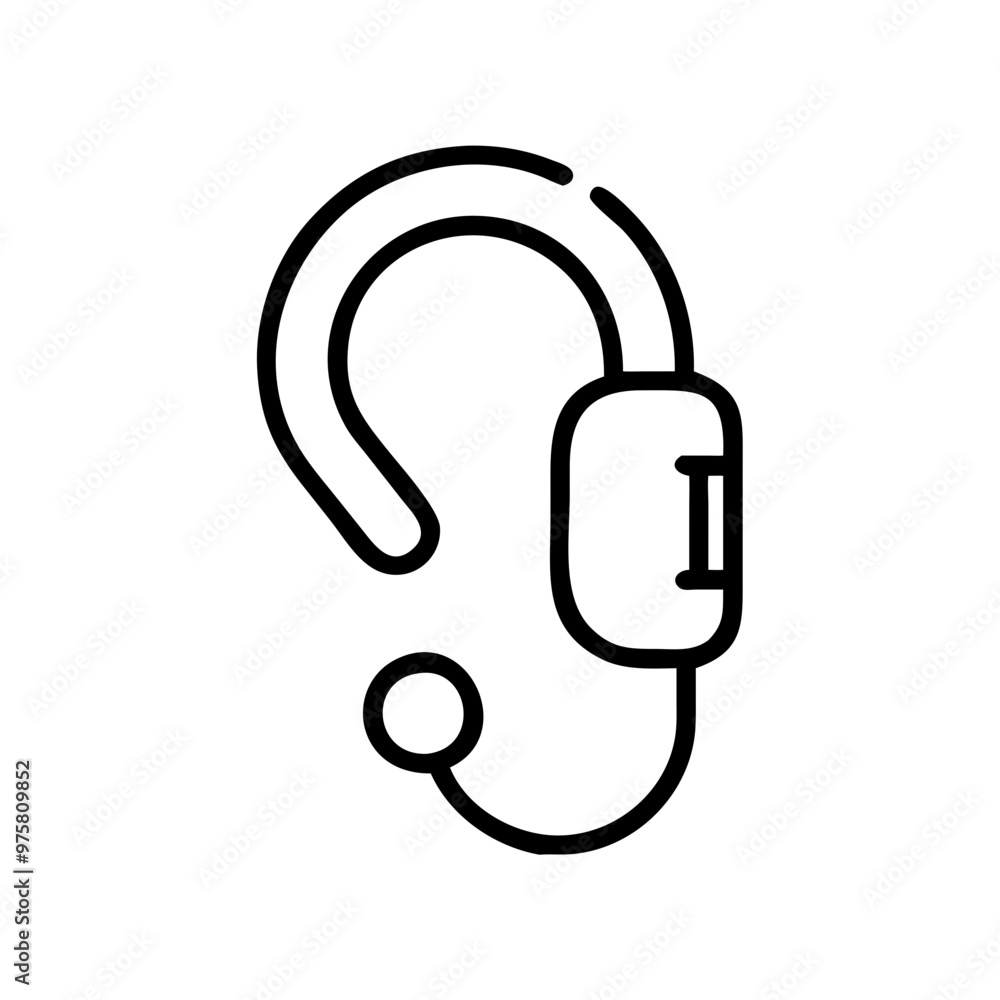 Minimalist Black and White Outline Icon of a Hearing Aid Minimalist Black and White Outline Icon of a Hearing Aid