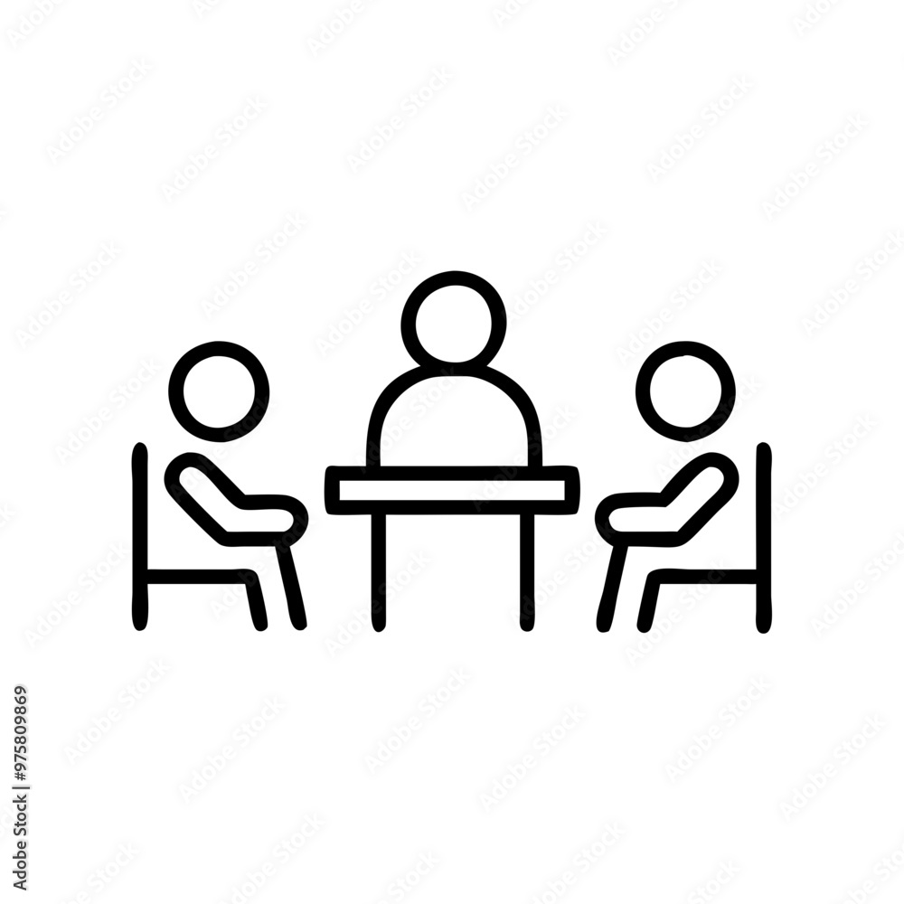 Minimalist Black and White Outline Icon of Inclusive Education Minimalist Black and White Outline Icon of Inclusive Education
