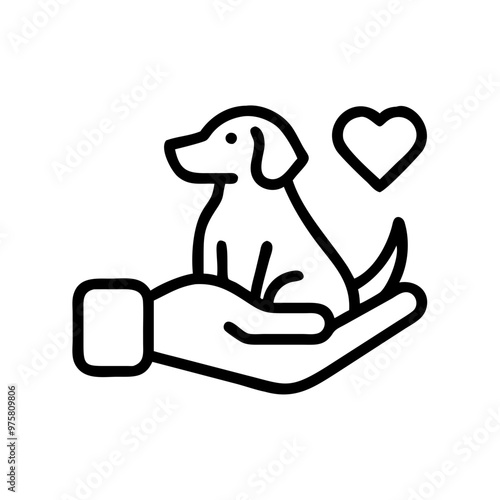 Minimalist Black and White Outline Icon of an Emotional Support Animal