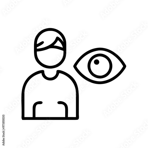 Minimalist Black and White Outline Icon Representing Visual Impairment