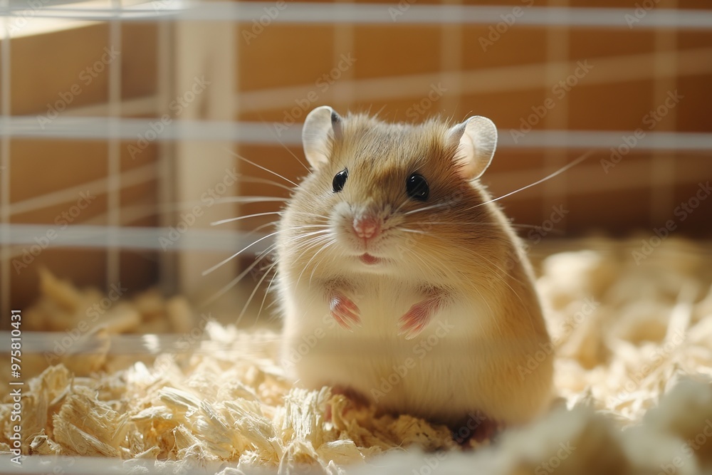 Cute hamster standing inside its cage Cute hamster standing inside its cage