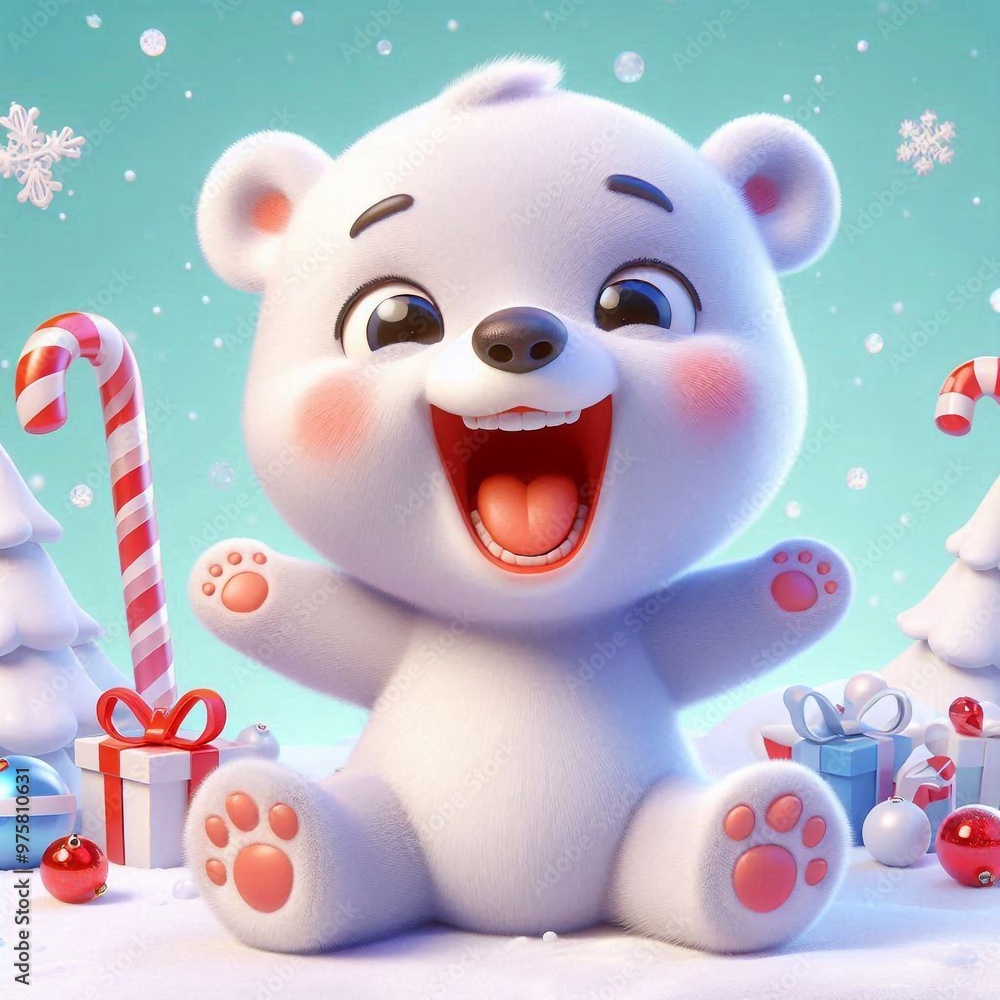 3D lachendes Eisbär Baby 3D lachendes Eisbär Baby