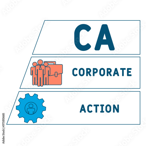 CA - corporate action acronym. business concept background. vector illustration concept with keywords and icons. lettering illustration with icons for web banner, flyer, landing