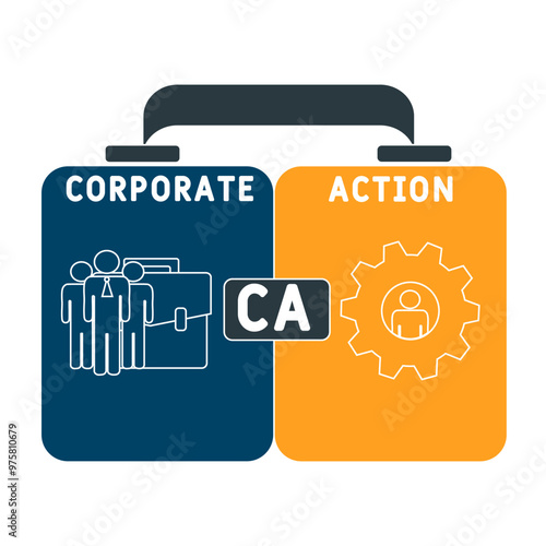 CA - corporate action acronym. business concept background. vector illustration concept with keywords and icons. lettering illustration with icons for web banner, flyer, landing