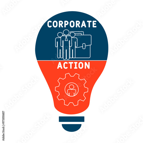 CA - corporate action acronym. business concept background. vector illustration concept with keywords and icons. lettering illustration with icons for web banner, flyer, landing