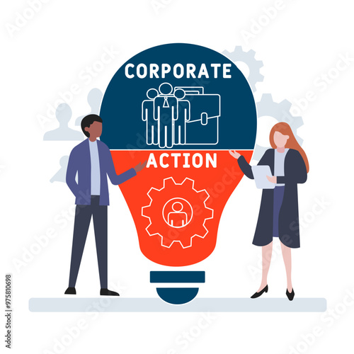CA - corporate action acronym. business concept background. vector illustration concept with keywords and icons. lettering illustration with icons for web banner, flyer, landing