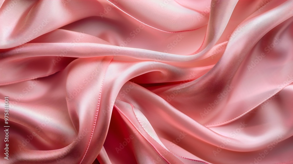 Obraz premium Luxurious and Elegant Qualities of Fabric: The Smooth Texture and Glossy Sheen of Silk, Satin, and Soft Materials That Flow and Drape with Perfect Folds and Shiny Pink Surfaces.