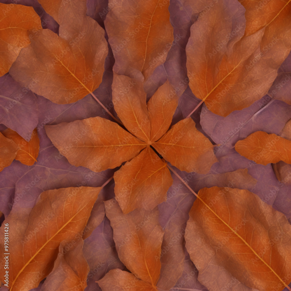 Pattern of dry orange leaves on violet background Pattern of dry orange leaves on violet background