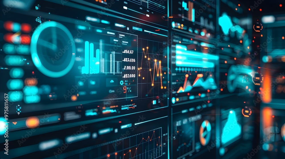 AI Powered Financial Forecasting and Trend Analysis on Futuristic Digital Dashboard AI Powered Financial Forecasting and Trend Analysis on Futuristic Digital Dashboard