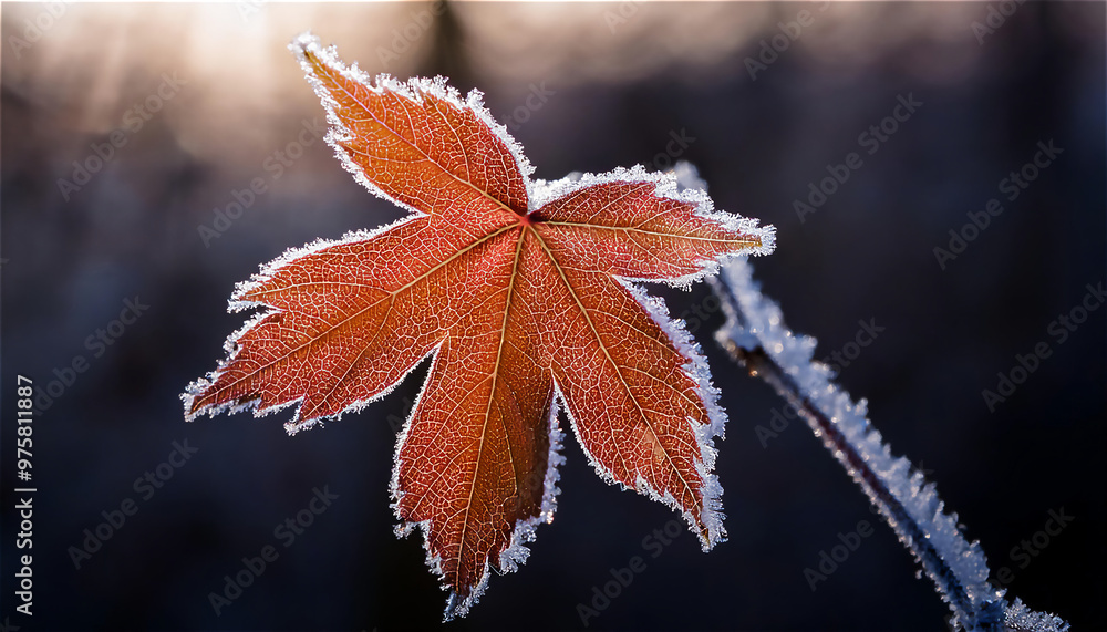 Frost-Covered Autumn Leaf on Branch - Close-Up of Red Maple Leaf in Winter Morning Light
Frost-Covered Autumn Leaf on Branch - Close-Up of Red Maple Leaf in Winter Morning Light