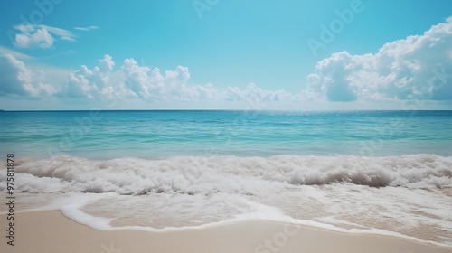 Beach paradise Travel tropical resort Blue ocean or sea waves environment Mediterranean Shore Holiday or vacation touristic destination Beauty of nature Sky horizon Copy space Exotic landscape Nobody