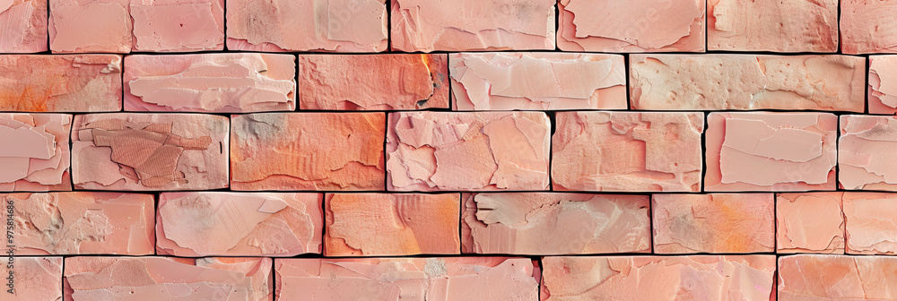 Fototapeta premium Dusty Pink Bricks: A textured wall of peach-colored bricks, adding a warm touch to any workspace or retail environment.