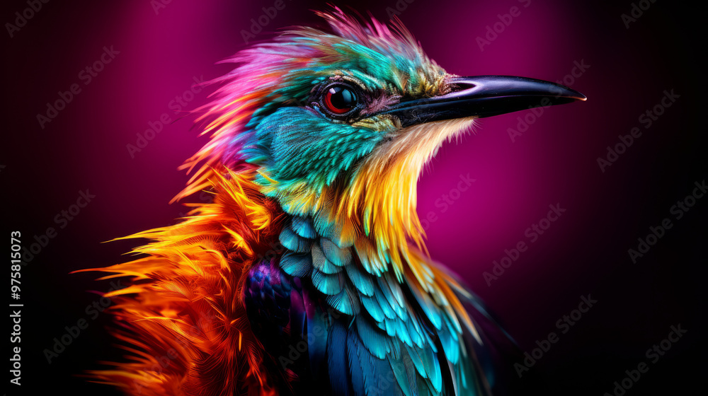 Fototapeta premium Colorful photo of a bird, where different parts of the image overlap and blend together