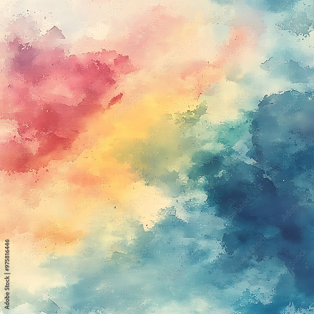 Fototapeta premium Abstract Watercolor Background Sky Clouds Canvas Texture Painted Art