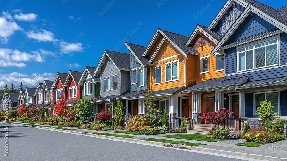 row of beautifully designed multi-family houses in a quiet residential area, offering ideal living spaces for families in a peaceful neighborhood row of beautifully designed multi-family houses in a quiet residential area, offering ideal living spaces for families in a peaceful neighborhood