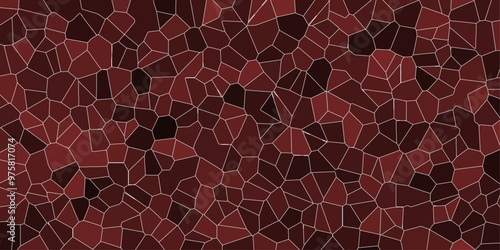 Red and black abstract broken glass geometric retro tiles seamless patter crystalize isolated decorative quartz vintage background.