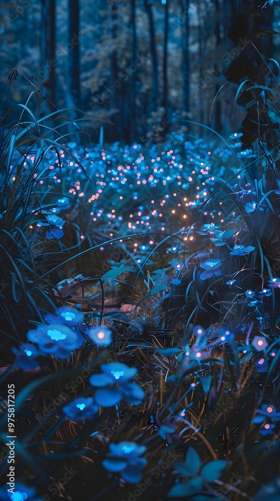 Mystical Bioluminescent Forest Clearing Exuding Enchanting Atmosphere Mystical Bioluminescent Forest Clearing Exuding Enchanting Atmosphere