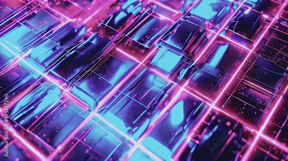A vibrant digital grid with glowing lines in pink and blue, evoking a futuristic feel. A vibrant digital grid with glowing lines in pink and blue, evoking a futuristic feel.
