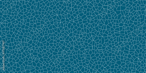 Blue abstract voronoi diagram geometric retro tiles pattern isolated terrazzo crystalize quartz broken glass vintage vector background.