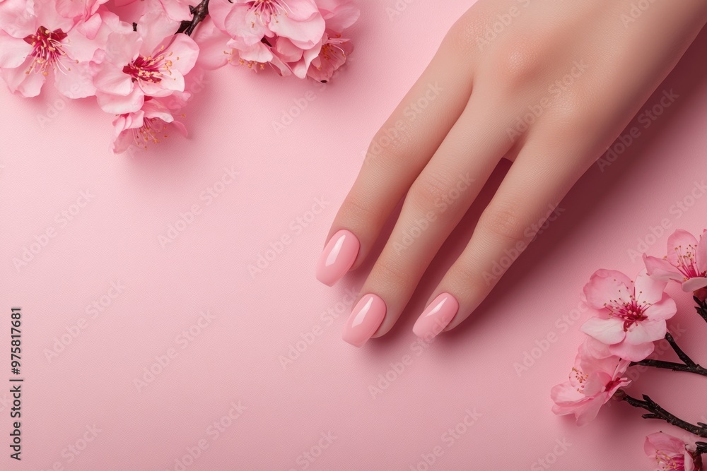 Fototapeta premium Pink Nail Polish & Cherry Blossom