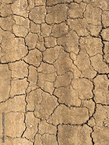 texture of cracks in the ground - dry, arid land, cracked earth full frame pattern, top view