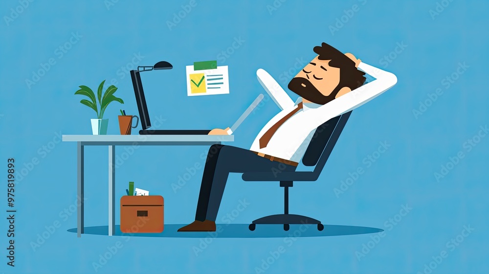 A man is sitting at a desk with a laptop and a plant A man is sitting at a desk with a laptop and a plant