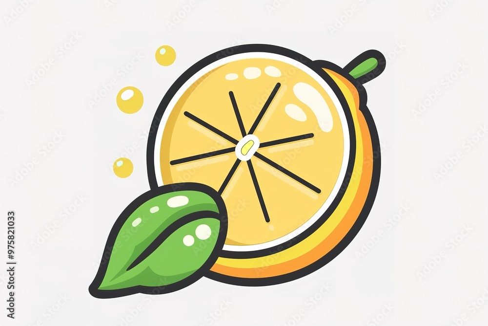 Lemon with green leaf isolated on white background. fresh fruit icon vector illustration Lemon with green leaf isolated on white background. fresh fruit icon vector illustration