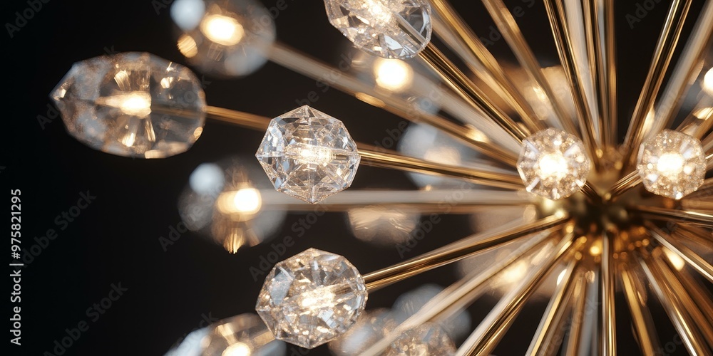 Gold chandelier with crystal light bulbs. Gold chandelier with crystal light bulbs.