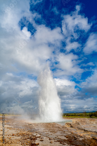 spectacular geyser in action in Iceland