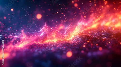 Abstract Background with Glittering Particles and Bokeh Lights