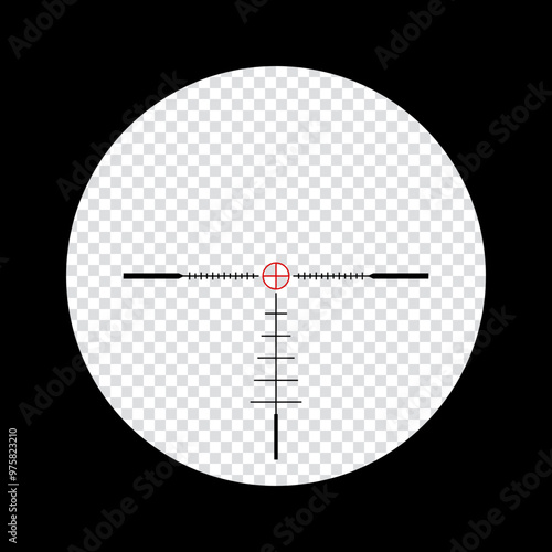 Realistic sniper scope crosshairs view. sniper sight with measurement marks. sniper scope template isolated on transparent background. rifle optical sight.