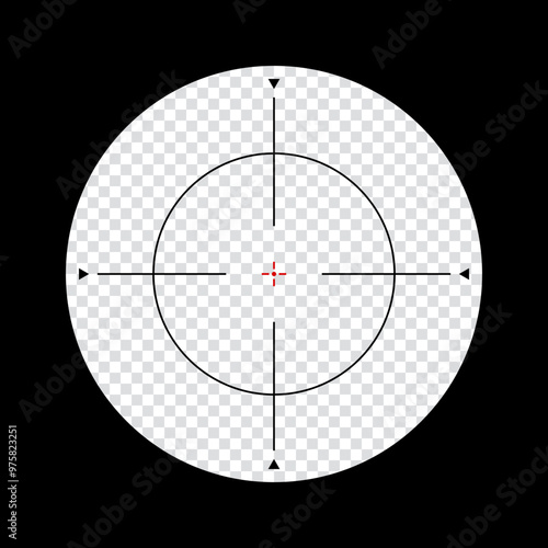 Realistic sniper scope crosshairs view. sniper sight with measurement marks. sniper scope template isolated on transparent background. rifle optical sight.