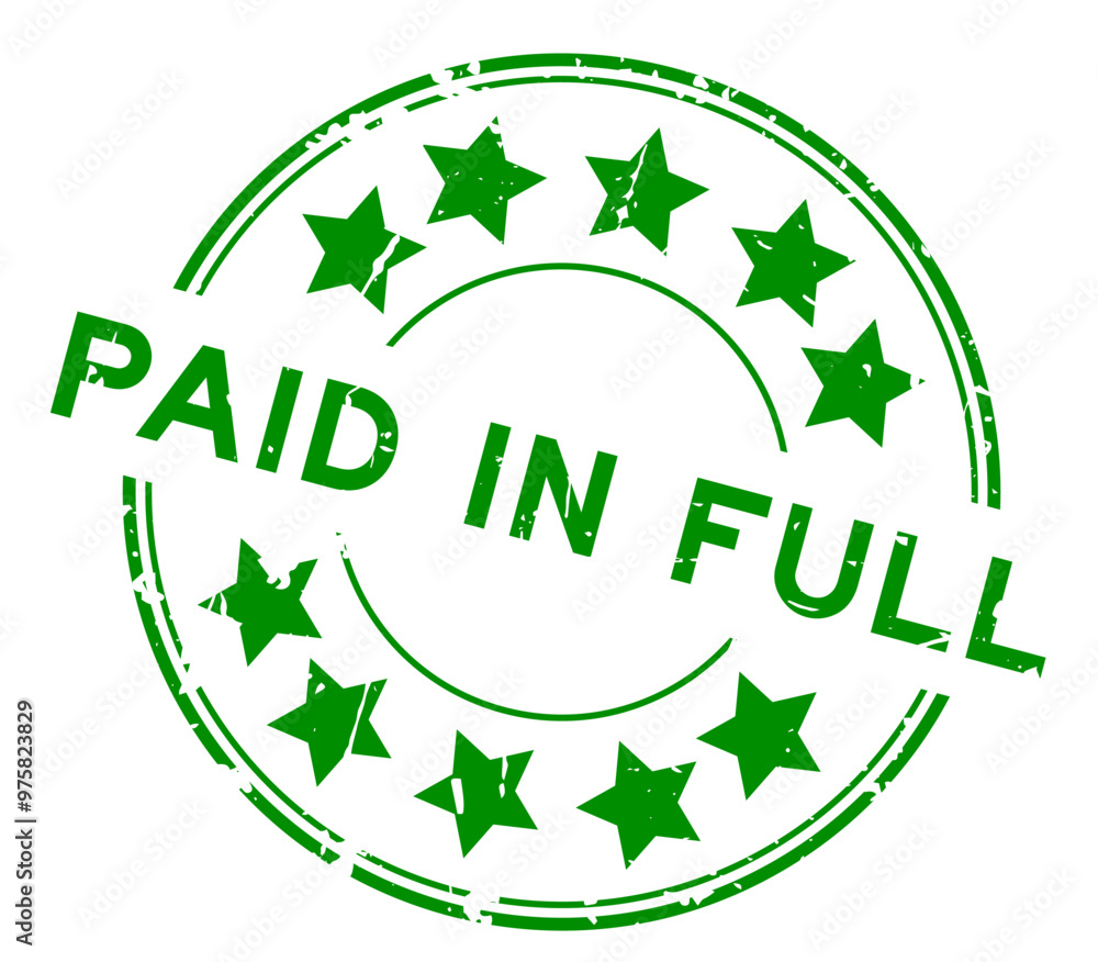 Grunge green paid in full word round rubber seal stamp on white background Grunge green paid in full word round rubber seal stamp on white background