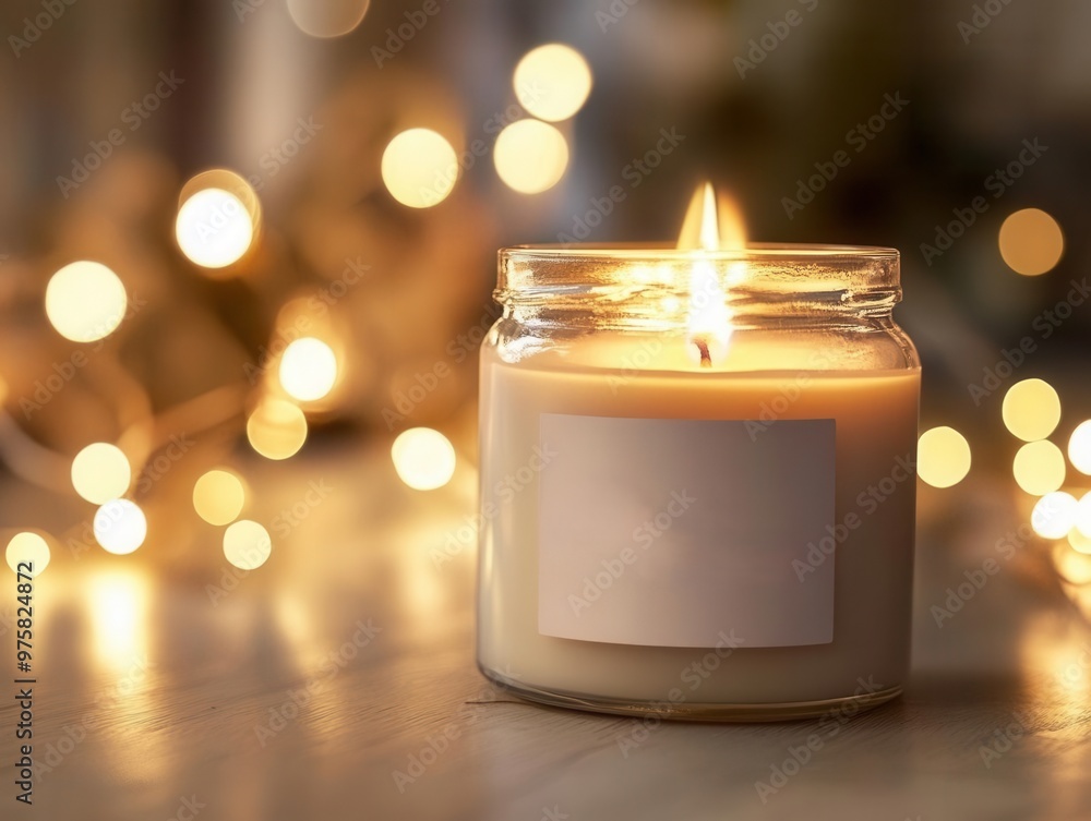 Personalized scented candle with name label, relaxing atmosphere, 3D illustration Personalized scented candle with name label, relaxing atmosphere, 3D illustration