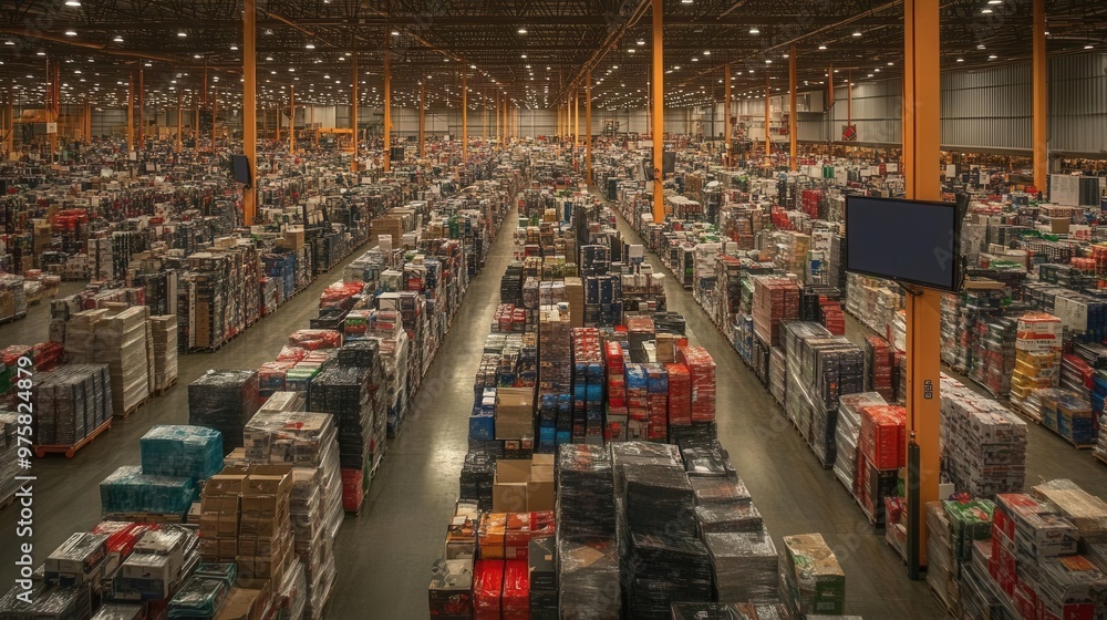 A warehouse filled with Black Friday purchases. A warehouse filled with Black Friday purchases.