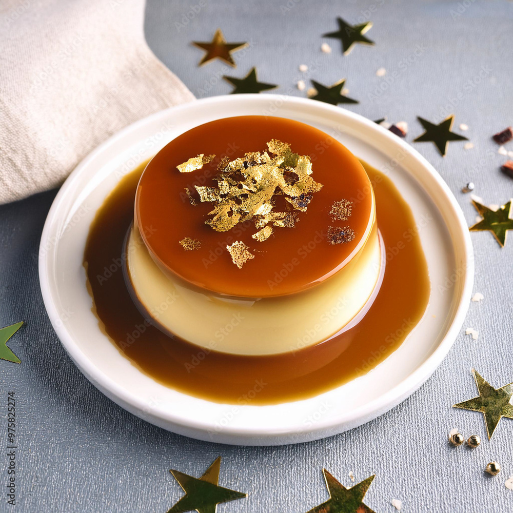 Caramel Panna Cotta with sea salt and edible gold leaf Caramel Panna Cotta with sea salt and edible gold leaf