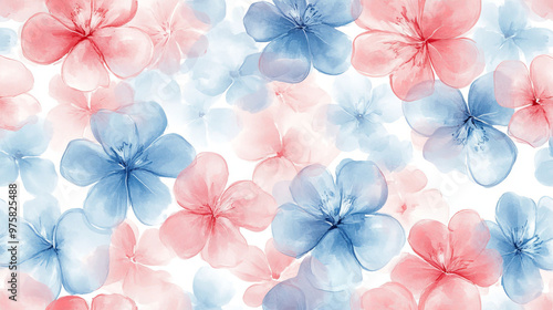 “Sweet floral watercolor seamless pattern in soft pastel colors, perfect for beauty products or other uses. Delicate and elegant, ideal for creating a gentle and feminine aesthetic.”