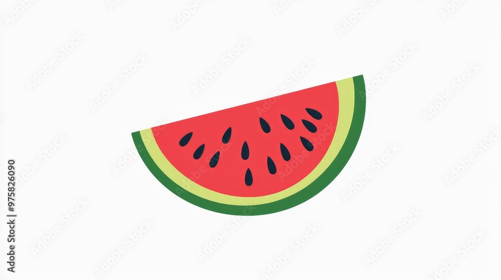 Minimalist watermelon logo design, with the characteristic red and green colors, perfect for fun, fresh, or organic product branding