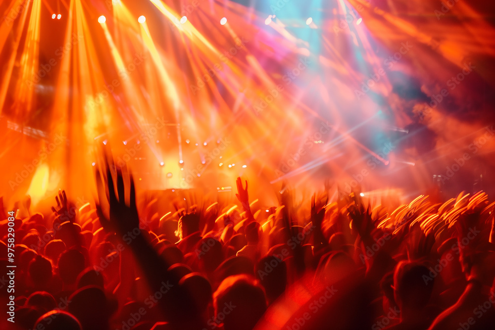 A crowded concert hall with people enjoying on a dance floor during a music festival A crowded concert hall with people enjoying on a dance floor during a music festival