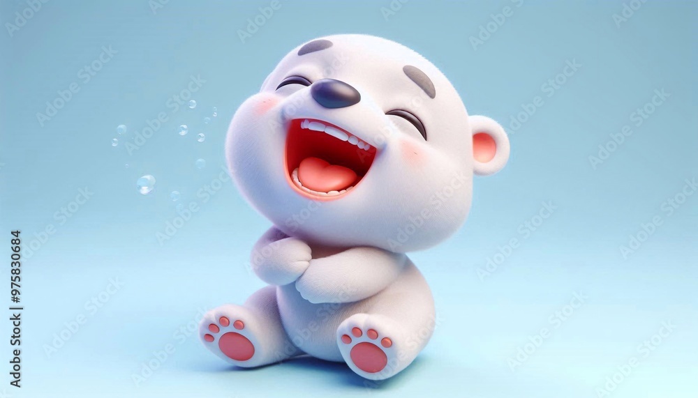 Fototapeta premium 3D lachendes Eisbär Baby