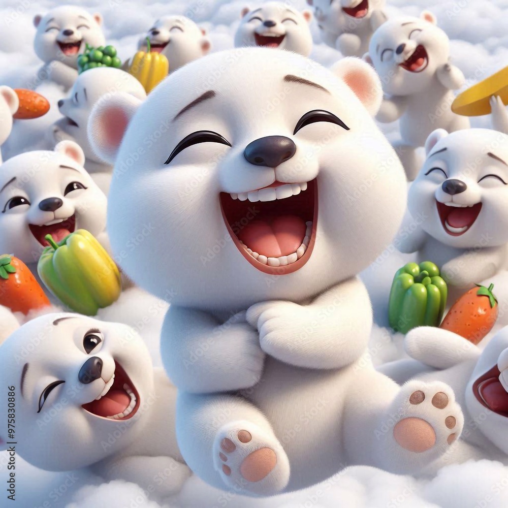 Naklejka premium 3D lachendes Eisbär Baby