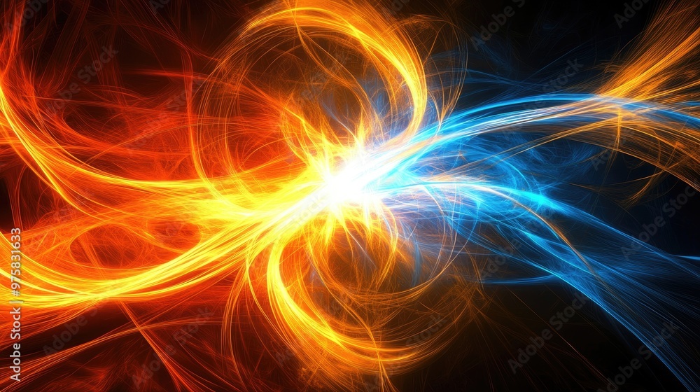 A colorful, swirling image of two flames with a blue and red swirl in the middle A colorful, swirling image of two flames with a blue and red swirl in the middle