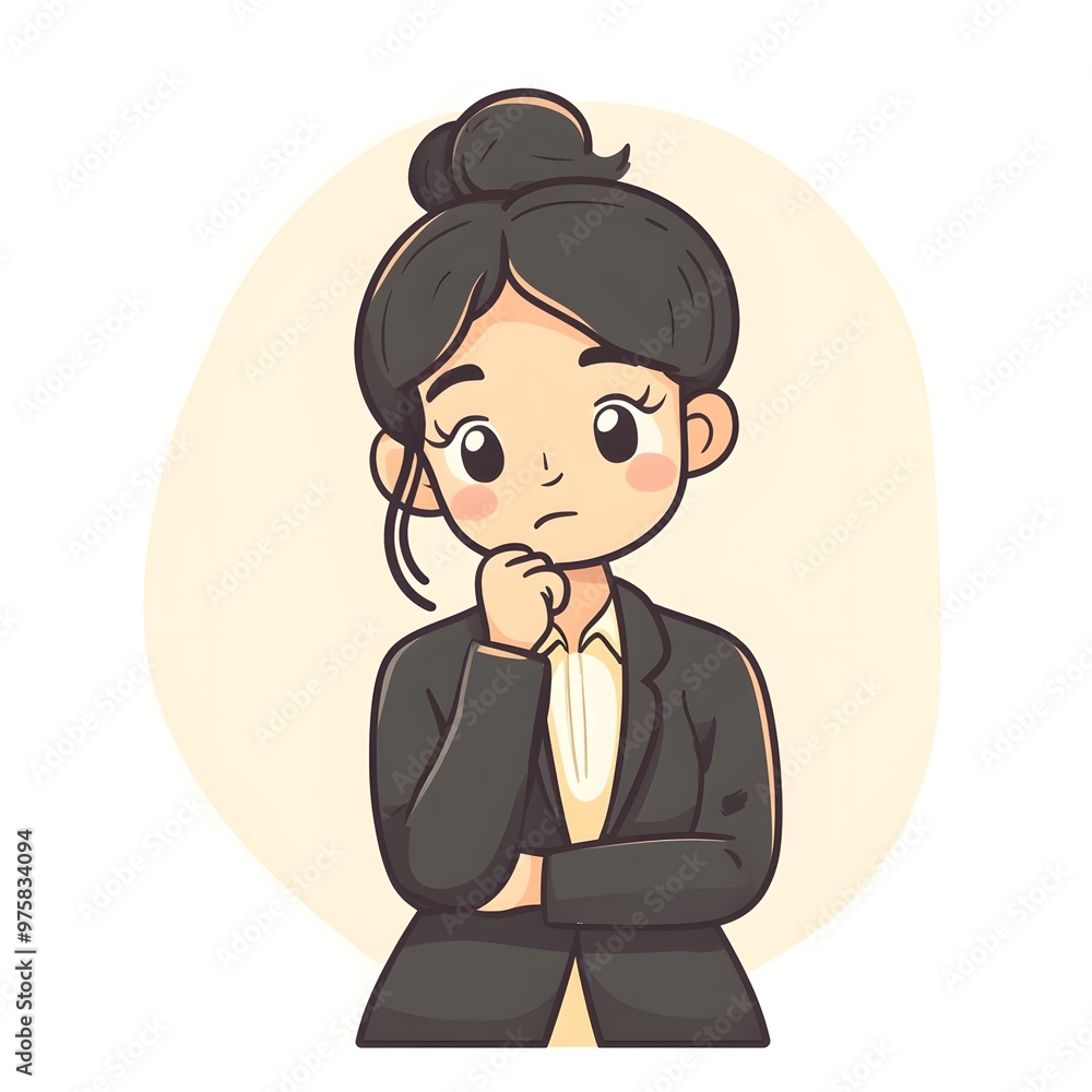Thinking Businesswoman Cartoon Illustration Thinking Businesswoman Cartoon Illustration