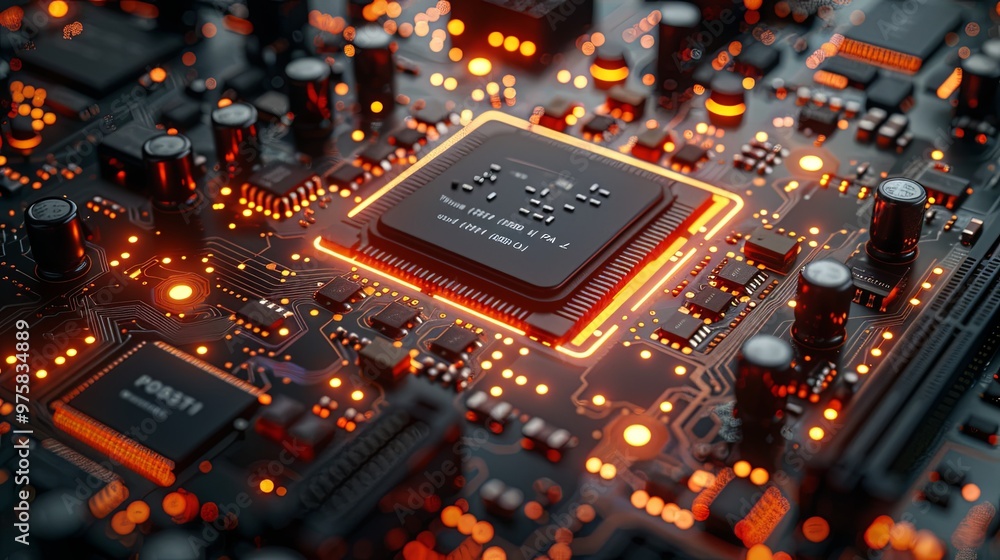 Image of the central processing unit,working processing technology,Nanotechnology Computing Technology,Conceptual CPU on circuit board,3d rendering Image of the central processing unit,working processing technology,Nanotechnology Computing Technology,Conceptual CPU on circuit board,3d rendering