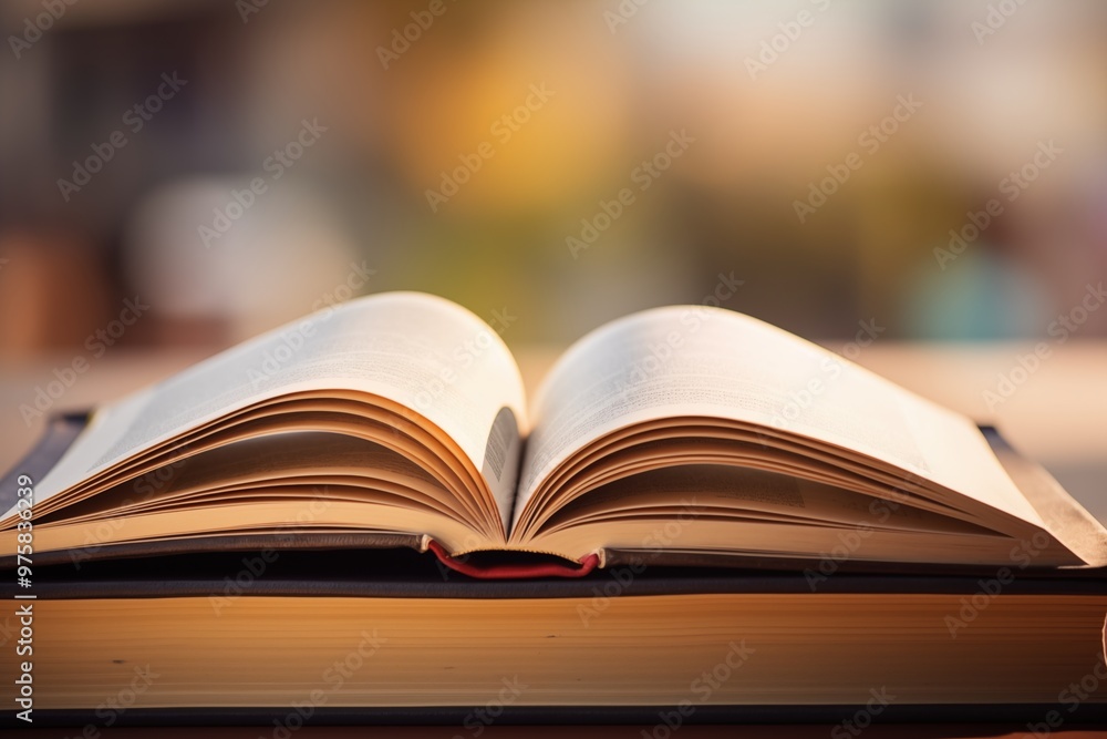 A close-up view of an open book with a blurred background. The warm light creates a cozy and focused atmosphere, perfect for study or relaxation A close-up view of an open book with a blurred background. The warm light creates a cozy and focused atmosphere, perfect for study or relaxation