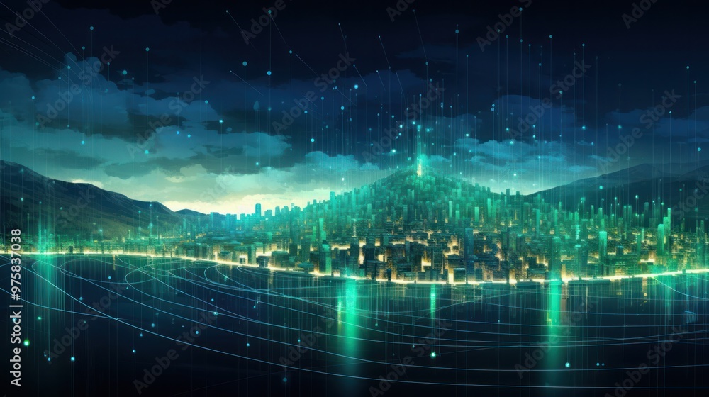 A conceptual image of a futuristic smart city, featuring a network of abstract dot points interconnected by flowing gradient lines. A conceptual image of a futuristic smart city, featuring a network of abstract dot points interconnected by flowing gradient lines.