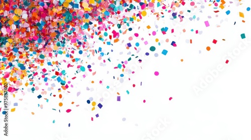 Colorful Confetti Falling Against a White Background During a Joyful Celebration Event