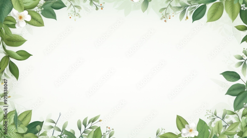 A dark, elegant background featuring green leaves that outline the borders of the frame, leaving a crisp white space in the middle. A dark, elegant background featuring green leaves that outline the borders of the frame, leaving a crisp white space in the middle.